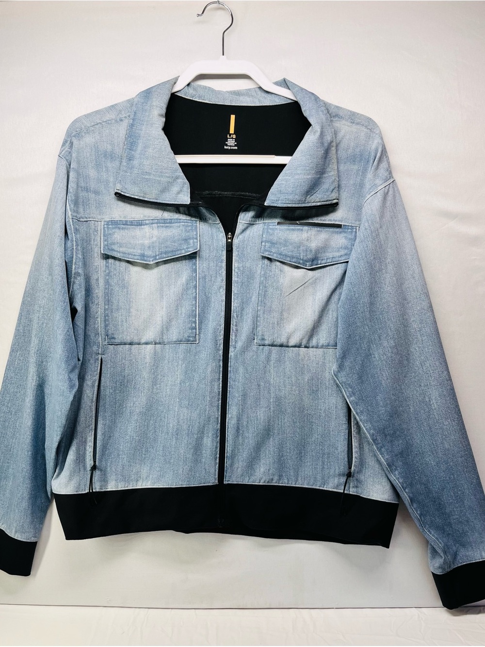 Lucy Light Blue Denim looking Jacket with Black Trim